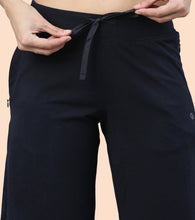 Load image into Gallery viewer, Enamor Mid Rise Knee length Drawstring Closure City Shorts For Women - Slim Fit, Soft and Breathable Cotton - E044 (Navy)
