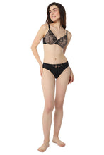 Load image into Gallery viewer, Amante Sheer Luxe Bikini Panty - Black &amp; Stucco 101901
