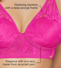 Load image into Gallery viewer, Enamor BambooBliss Lace Plunge Bra, Padded, Wire Free, High Coverage - IB25 (Queen Pink)
