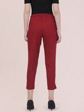 Load image into Gallery viewer, Go Colors Light Maroon Cotton Pencil Pant
