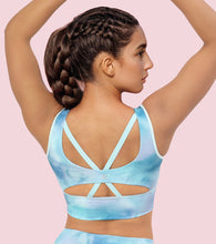 Load image into Gallery viewer, Enamor Cutaway Back Detail Quick Dry Printed Sports Bra - Removable Padding, Non-Wired, Medium Coverage - A204 (Galaxy Splatter Prt)
