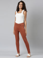 Load image into Gallery viewer, Go Colors Reddish Brown Cotton Polyester Super Stretch Jeggings
