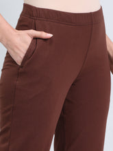 Load image into Gallery viewer, Go Colors Dark Brown Cotton Stretch Kurti Pants
