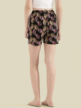 Load image into Gallery viewer, Go Colors Black Cotton Knit Printed Lounge Shorts
