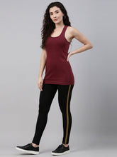 Load image into Gallery viewer, Go Colors Black Cotton Stretch Side Stripes Active Leggings
