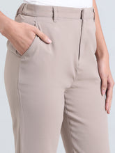 Load image into Gallery viewer, Go Colors Light Chocolate Crepe Tapered Trouser
