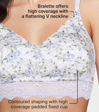 Load image into Gallery viewer, Enamor Printed Modal Lace Bralette, Padded, Wire Free, High Coverage - F226 (Tile Garden Print)
