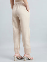 Load image into Gallery viewer, Go Colors Light Beige Organza Ethnic Pant
