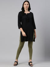 Load image into Gallery viewer, Go Colors Medium Olive Cotton Stretch Ankle Length Leggings
