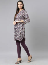 Load image into Gallery viewer, Go Colors Purple Cotton Stretch Ankle Length Leggings
