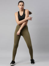 Load image into Gallery viewer, Go Colors Olive Green Cotton Stretch Two Tone Side Stripe Track Pant
