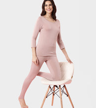 Load image into Gallery viewer, Enamor TH06 Women's Thermal Leggings with Soft Heat Generating Fabric, No Roll-Up with Stirrups at Bottom Hem, Engineered with HeatSkins™ Warm Technology.  (Pale Pink)
