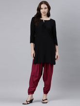 Load image into Gallery viewer, Go Colors Dark Rose Woven Viscose Harem Pant
