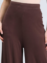 Load image into Gallery viewer, Go Colors Dark Brown Viscose Knit Palazzo
