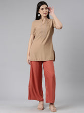 Load image into Gallery viewer, Go Colors Rust Woven Viscose Basic Palazzo
