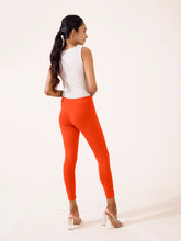 Load image into Gallery viewer, Go Colors Orange Cotton Stretch Ankle Length Leggings
