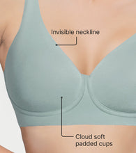 Load image into Gallery viewer, Enamor Innovations Bamboo Bliss,Plunge,super soft , Women's everyday T-Shirt Bra -naturally absorbent &amp; Antimicrobial, Padded, Wirefree, High Coverage- IO05 (Jade Green)
