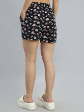 Load image into Gallery viewer, Go Colors Black Woven Viscose Printed Lounge Shorts
