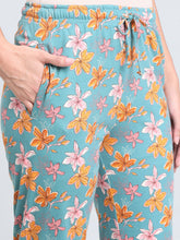 Load image into Gallery viewer, Go Colors Green Cotton Knit Printed Lounge Pants
