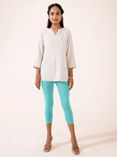 Load image into Gallery viewer, Go Colors Light Mint Cotton Stretch Cropped Leggings
