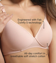 Load image into Gallery viewer, Enamor Supima Cotton Women's Plunge Lift Everyday T-Shirt Bra - Extra Comfort, Padded, Wirefree, Medium Coverage - A039 (Pearl)
