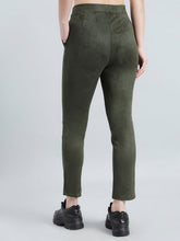 Load image into Gallery viewer, Go Colors Dark Olive Poly Stretch Suede Tregging
