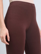 Load image into Gallery viewer, Go Colors Brown Cotton Stretch Ankle Length Leggings
