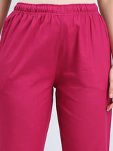 Load image into Gallery viewer, Go Colors Dark Fuchsia Cotton Pencil Pant
