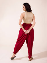 Load image into Gallery viewer, Go Colors Maroon Woven Viscose Harem Dhoti Pant
