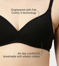 Load image into Gallery viewer, Enamor Supima Cotton Women's Plunge Lift Everyday T-Shirt Bra - Extra Comfort, Padded, Wirefree, Medium Coverage - A039 (Black)
