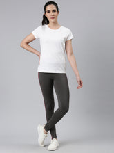 Load image into Gallery viewer, Go Colors Silver Grey Cotton Stretch Side Stripes Active Leggings
