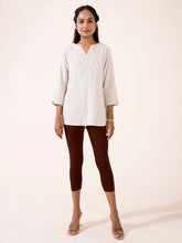 Load image into Gallery viewer, Go Colors Dark Brown Cotton Stretch Cropped Leggings
