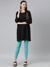 Load image into Gallery viewer, Go Colors Dark Mint Cotton Stretch Cropped Leggings
