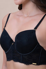 Load image into Gallery viewer, Amante Amore Padded Wired Demi Longline Bra - Black 09601
