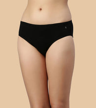 Load image into Gallery viewer, Enamor CH03 Chic Cotton, All Day Comfort, Mid Waist Hipster Panty for Women - Naturally Breathable, Antimicrobial with Stain release, Inner Elastic, Full Coverage -  Pack of 5 (Jet Black)
