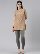 Load image into Gallery viewer, Go Colors Medium Grey Cotton Stretch Ankle Length Leggings
