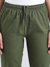 Load image into Gallery viewer, Go Colors Olive Green Cotton Pencil Pant
