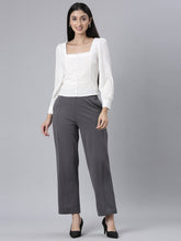 Load image into Gallery viewer, Go Colors Silver Grey Roma Ponte Wide Pants
