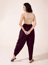 Load image into Gallery viewer, Go Colors Purple Woven Viscose Harem Dhoti Pant
