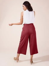 Load image into Gallery viewer, Go Colors Bright Maroon Linen Blend Culottes
