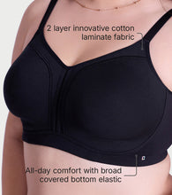 Load image into Gallery viewer, Enamor Jiggle Control Full Support Everyday Bra - Non Padded, Non-Wired, Full Coverage - A197 (Black)
