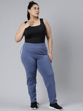 Load image into Gallery viewer, Go Colors Jeans Blue Cotton Stretch Side Stripes Track Pant
