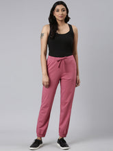 Load image into Gallery viewer, Go Colors Light Wine Cotton Stretch Casual Joggers
