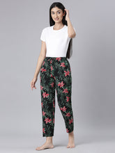 Load image into Gallery viewer, Go Colors Black Woven Viscose Printed Lounge Pants
