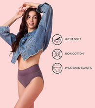 Load image into Gallery viewer, Enamor CW01 Cotton Classic, All Day Comfort, High Waist Brief - Breathable, Antimicrobial with Stain Release, Outer Brushed Wide Elastic, Full Coverage -  Pack of 1 (Plum Wine)
