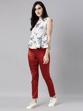 Load image into Gallery viewer, Go Colors Maroon Polyester Shiny Pants
