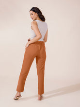 Load image into Gallery viewer, Go Colors Rust Crepe Tapered Trouser
