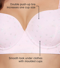 Load image into Gallery viewer, Enamor Innovations Transform Powder Air brush Padded, Wired, High Coverage Women's Enhancer Plunge Push-Up Bra - F114 (Frosted Bloom Print)
