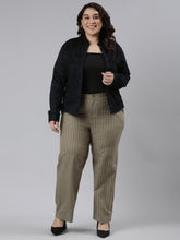 Load image into Gallery viewer, Go Colors Olive Green Cotton Stripes Cargo Pant
