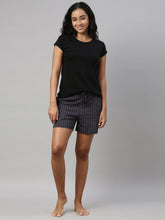 Load image into Gallery viewer, Go Colors Black Cotton Knit Printed Lounge Shorts
